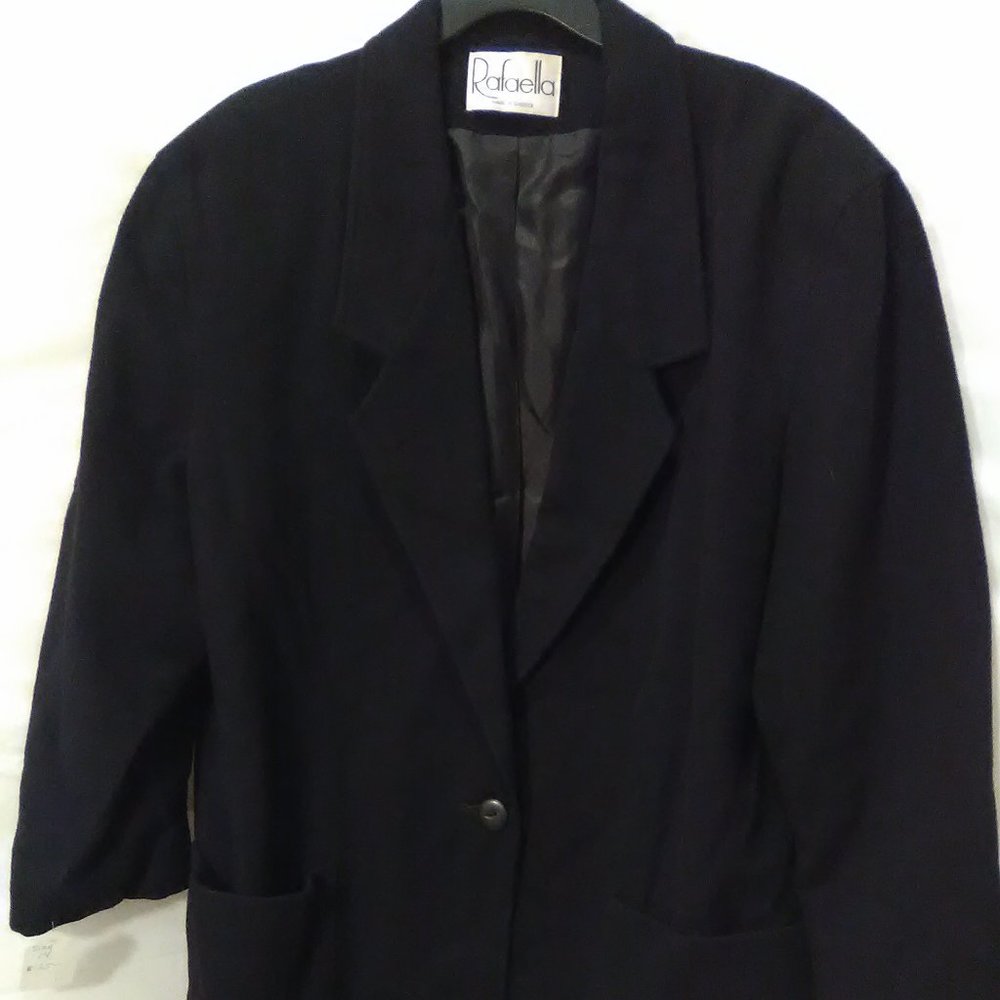 Rafaella Women's Wool Dress Pea Coat Color Black Size 14